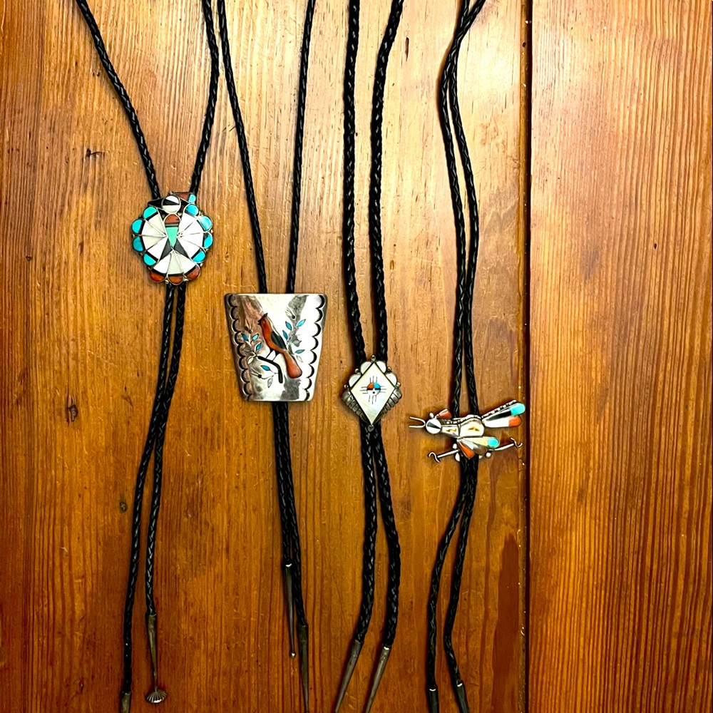 Handcrafted Silver and Turquoise Southwest Native American Bolo Ties